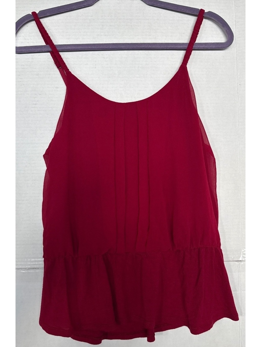 Express Red Rayon and Polyester Spaghetti Strap Tank Top, Size M